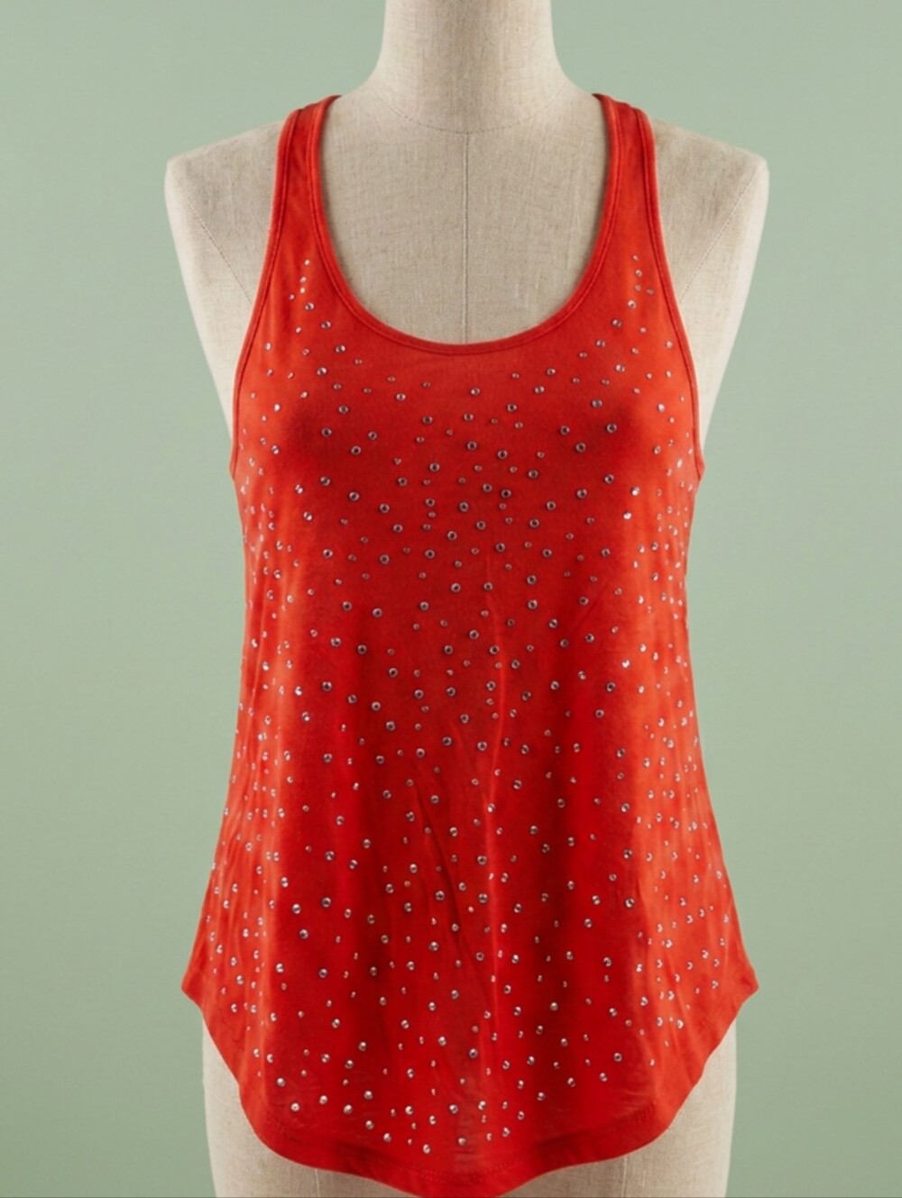 NWT Irreplaceable Red Rhinestone Bedazzled Racerback Tank Top Flared Medium